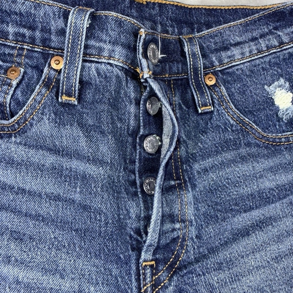Levi's 501 Buttonfly Cut-off Distressed Women's Denim Shorts Size 25 - Picture 2 of 8